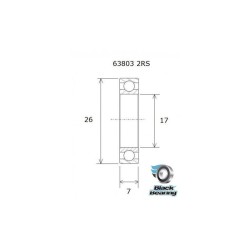 BLACK BEARING Roulement 63803-2RS B3 17x26x7