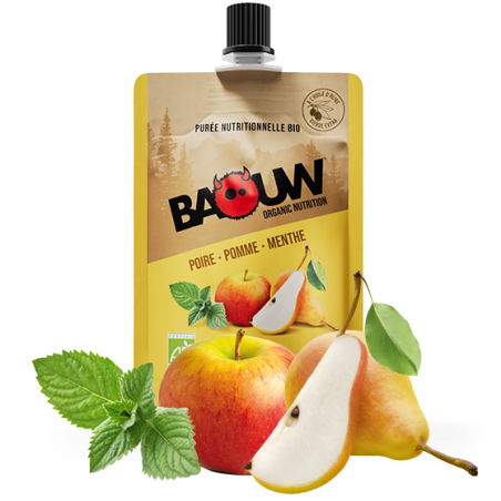 BAOUW Compote Energétique Bio 90g Poire-Pomme-Menthe