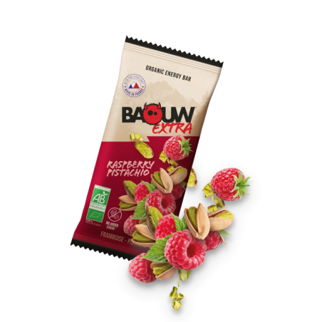 BAOUW Barre Énergétique bio EXTRA framboise pistache 50g