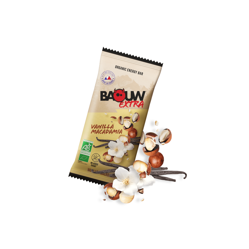 BAOUW Barre Énergétique bio EXTRA vanille macadamia 50g