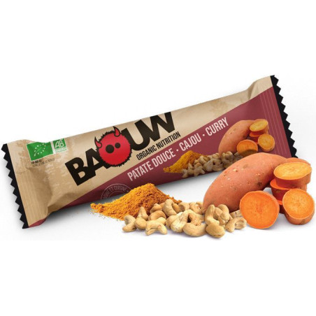 BAOUW Barre Énergétique salée Bio Patate Douce Cajou Curry 25g