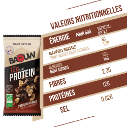 BAOUW Barre Protéinée Bio Chocolat - Cacahuète 50g