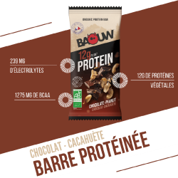 BAOUW Barre Protéinée Chocolat - Cacahuète 50g
