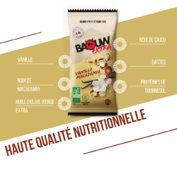 BAOUW Barre Énergétique Bio EXTRA Vanille-Macadamia 50g