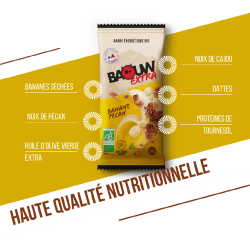BAOUW Barre Énergétique Extra Banane / Pécan 50g