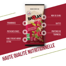 BAOUW Barre Énergétique Bio EXTRA Framboise Pistache 50g