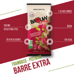 BAOUW Barre Énergétique Bio EXTRA Framboise Pistache 50g