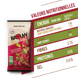 BAOUW Barre Énergétique Bio EXTRA Framboise Pistache 50g