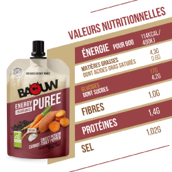 BAOUW Compote Energétique Bio 90g Patate Douce - Carotte - Poivre Timut