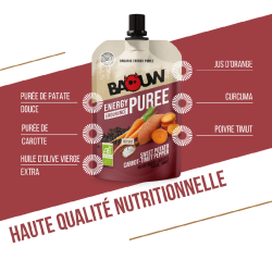 BAOUW Compote Energétique Bio 90g Patate Douce - Carotte - Poivre Timut