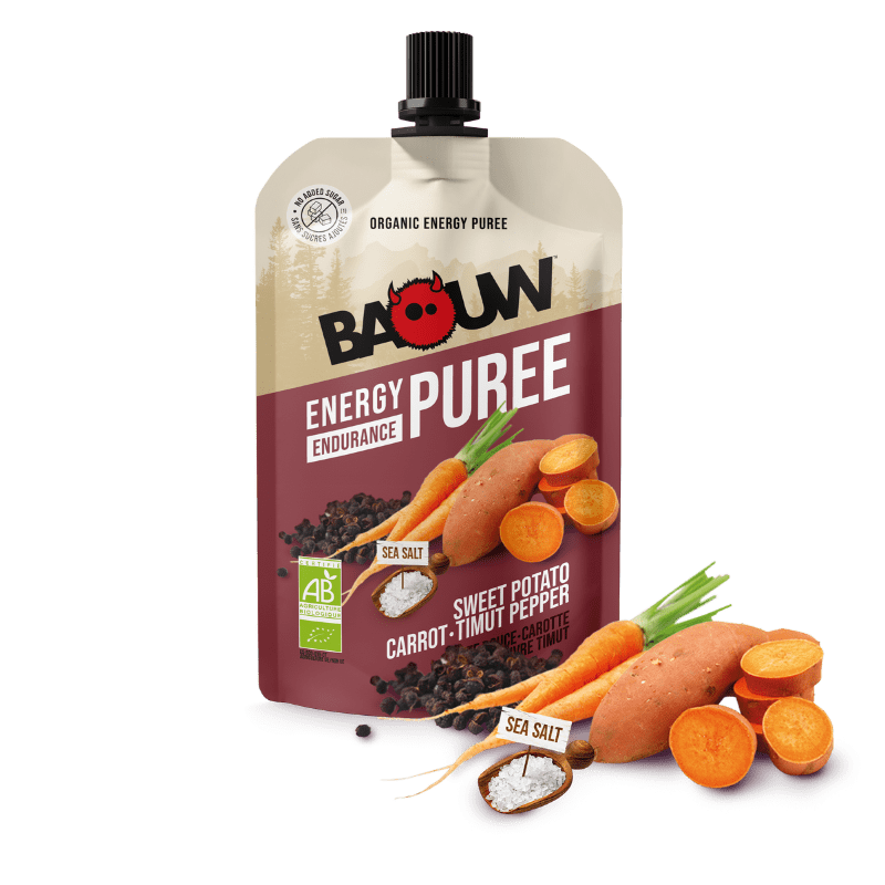 BAOUW Compote Energétique Bio 90g Patate Douce - Carotte - Poivre Timut